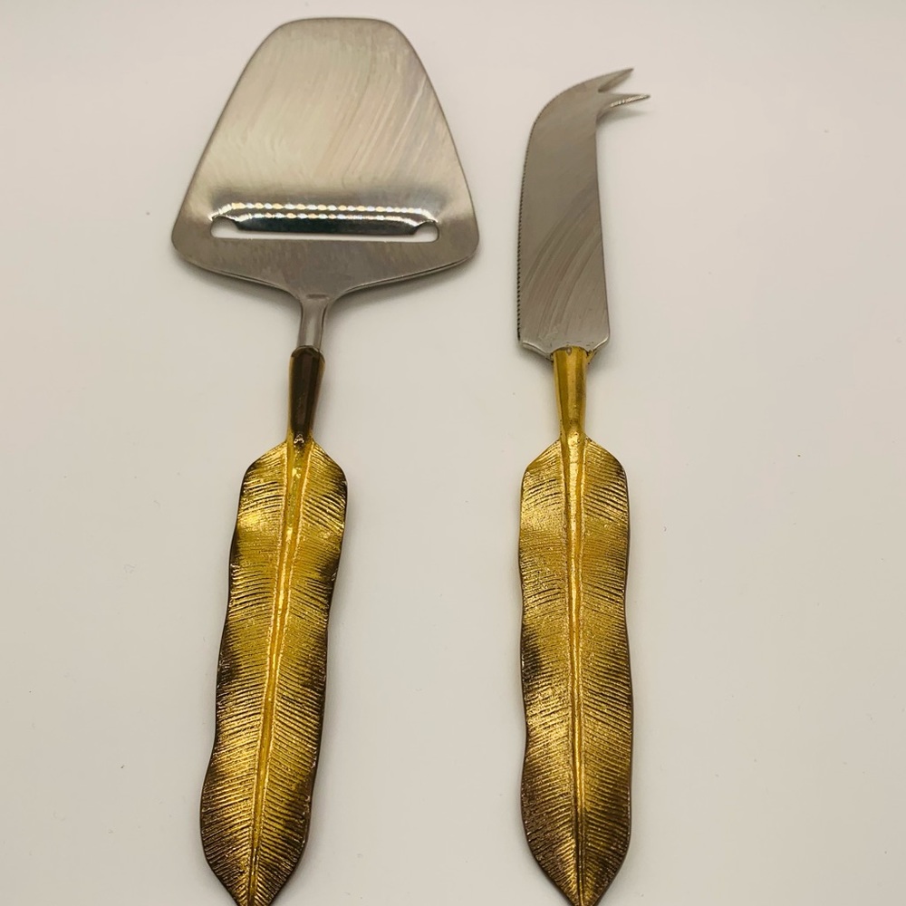 NWOT Gold Plated Cheese Knife Set
